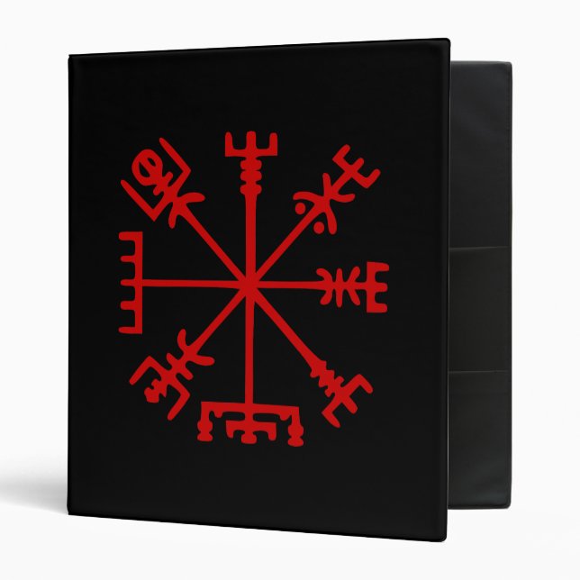 Blood Red Vegvísir (Viking Compass) 3 Ring Binder (Front/Inside)