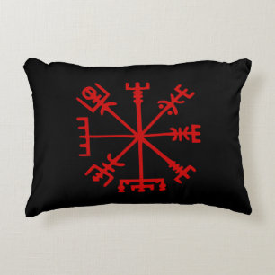 Blood Red Vegvísir (Viking Compass) Accent Pillow