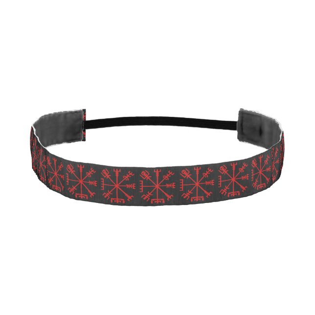 Blood Red Vegvísir (Viking Compass) Athletic Headband (Front)