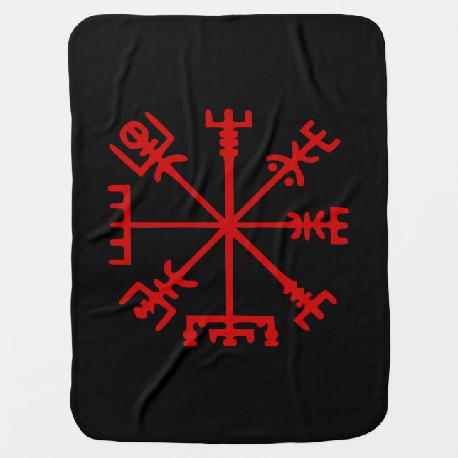 Blood Red Vegvísir (Viking Compass) Baby Blanket (Front)