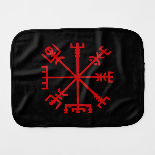Blood Red Vegvísir (Viking Compass) Baby Burp Cloth (Front Horizontal)