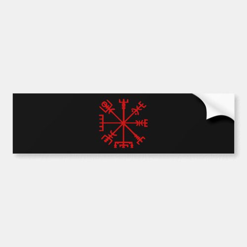 Blood Red Vegvsir Viking Compass Bumper Sticker