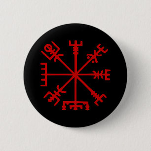 Blood Red Vegvísir (Viking Compass) Button