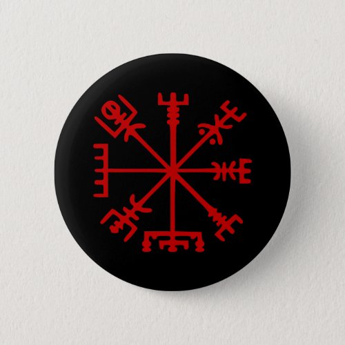 Blood Red Vegvsir Viking Compass Button