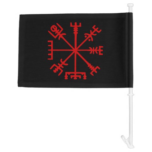 Blood Red Vegvsir Viking Compass Car Flag