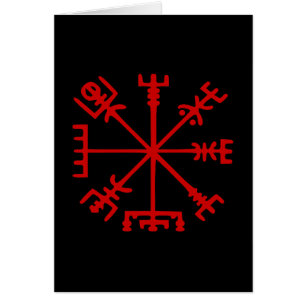 Blood Red Vegvísir (Viking Compass) Card
