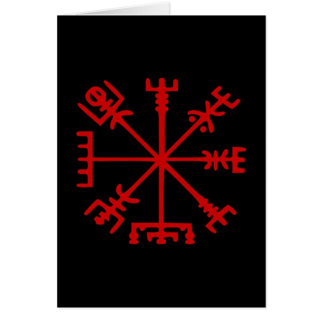 Blood Red Vegvísir (Viking Compass) Card (Front)