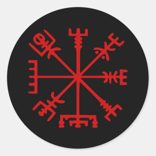 Blood Red Vegvsir Viking Compass Classic Round Sticker