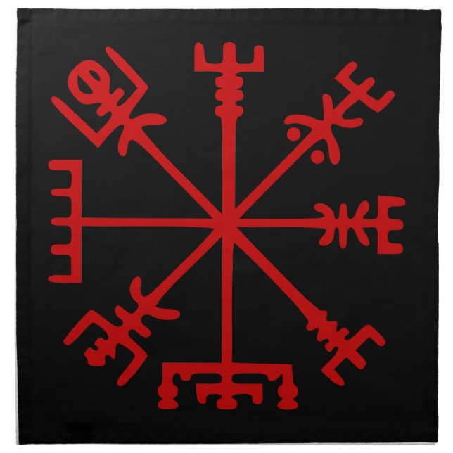 Blood Red Vegvísir (Viking Compass) Cloth Napkin (Front)