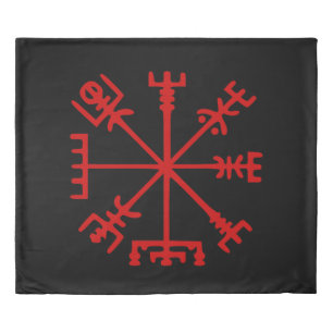 Blood Red Vegvísir (Viking Compass) Duvet Cover