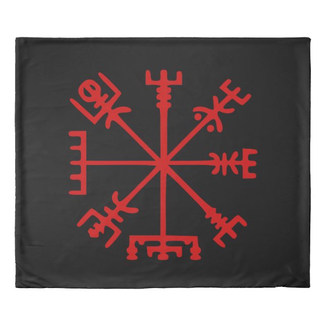 Blood Red Vegvísir (Viking Compass) Duvet Cover (Front)