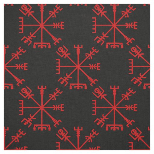Blood Red Vegvísir (Viking Compass) Fabric