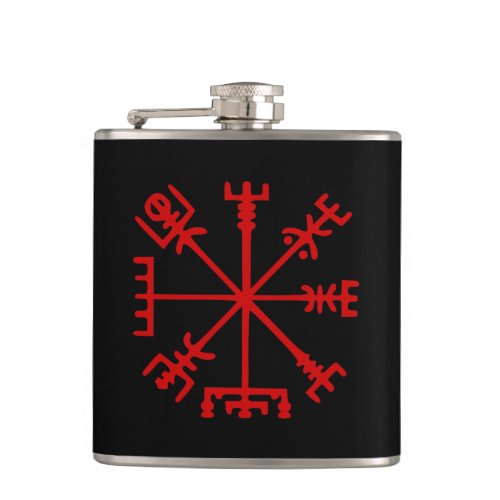 Blood Red Vegvsir Viking Compass Flask