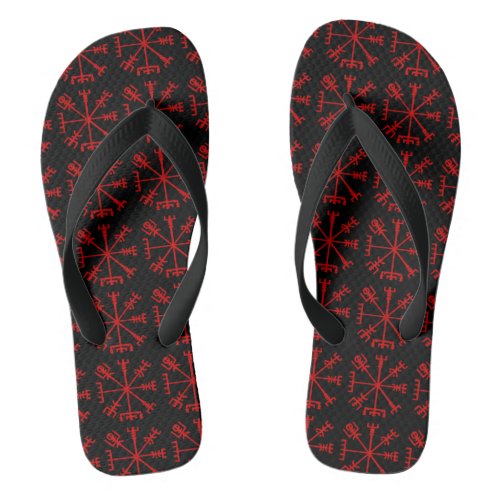 Blood Red Vegvsir Viking Compass Flip Flops