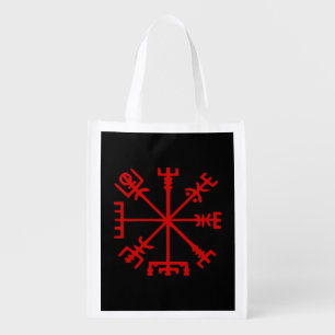 Blood Red Vegvísir (Viking Compass) Grocery Bag