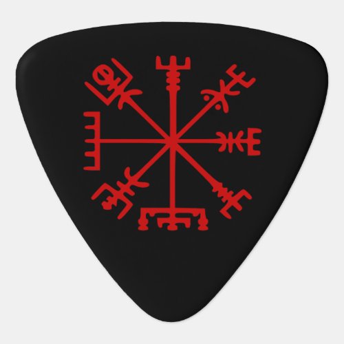 Blood Red Vegvsir Viking Compass Guitar Pick