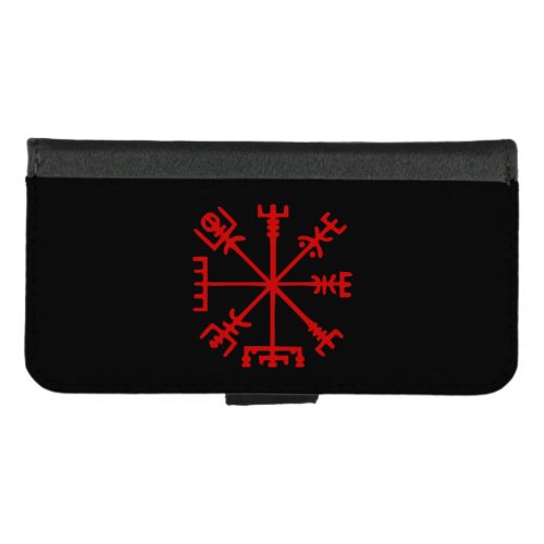 Blood Red Vegvsir Viking Compass iPhone 87 Wallet Case