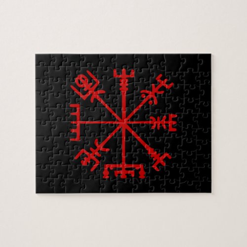 Blood Red Vegvsir Viking Compass Jigsaw Puzzle