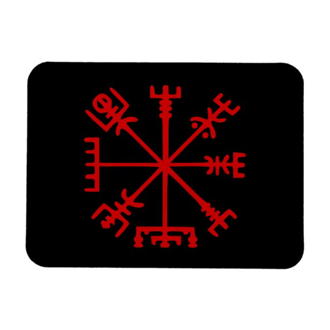 Blood Red Vegvísir (Viking Compass) Magnet (Horizontal)