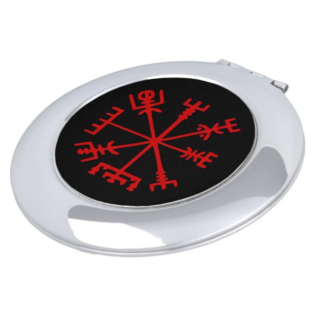 Blood Red Vegvísir (Viking Compass) Makeup Mirror (Turned)
