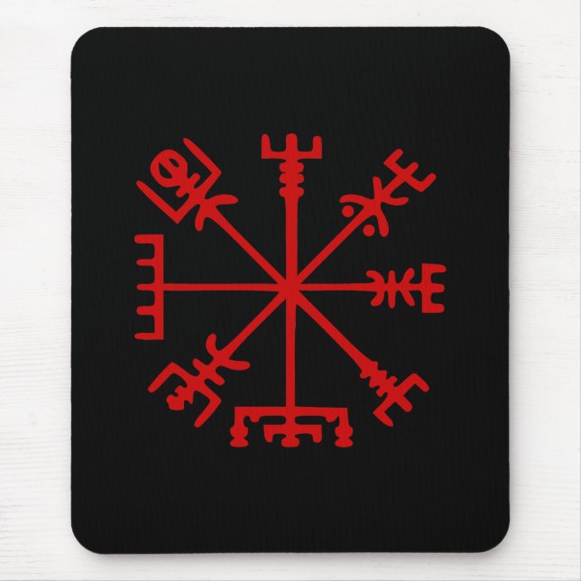 Blood Red Vegvísir (Viking Compass) Mouse Pad (Front)