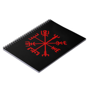 Blood Red Vegvísir (Viking Compass) Notebook