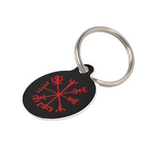Blood Red Vegvísir (Viking Compass) Pet ID Tag