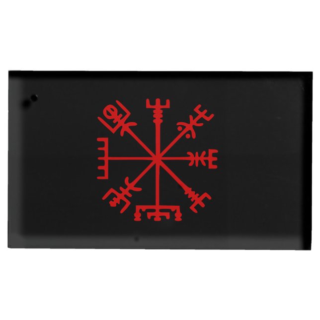 Blood Red Vegvísir (Viking Compass) Place Card Holder (Front)