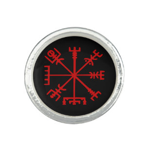 Blood Red Vegvísir (Viking Compass) Ring