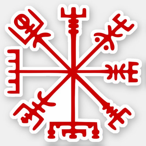 Blood Red Vegvsir Viking Compass Sticker