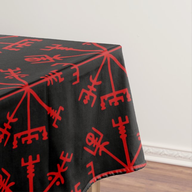 Blood Red Vegvísir (Viking Compass) Tablecloth (In Situ)