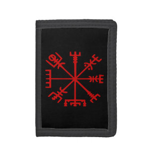Blood Red Vegvísir (Viking Compass) Tri-fold Wallet