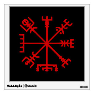 Blood Red Vegvísir (Viking Compass) Wall Decal