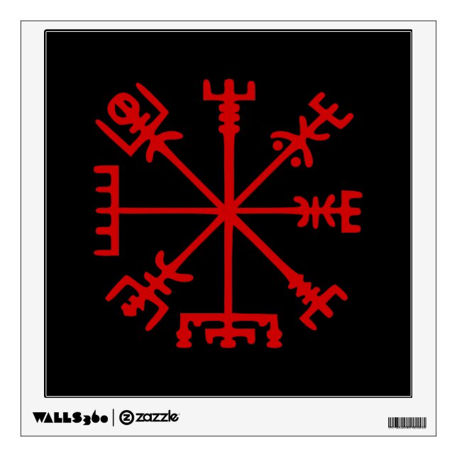 Blood Red Vegvísir (Viking Compass) Wall Decal (Front)