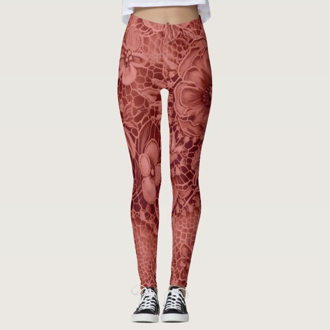 "Blood Red Vintage Lace" Leggings (Front)