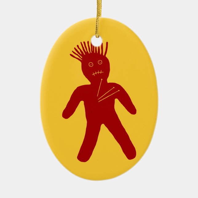 Blood Red Voodoo Doll Ceramic Ornament (Front)