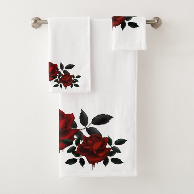 deep red bath towels