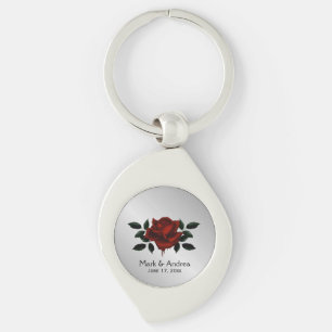 Blood Rose Goth Wedding Party GIft Keychain