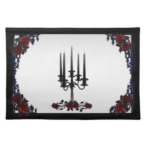 Blood Rose Gothic Candelabra Cloth Placemat