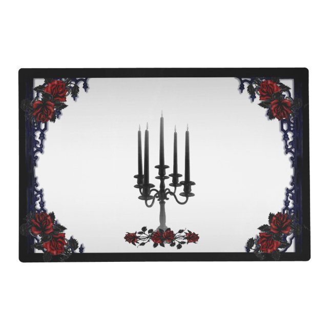 Blood Rose Gothic Halloween Placemat (Front)