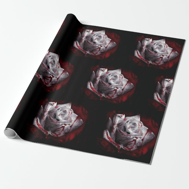 Blood Rose Gothic Wrapping Paper (Unrolled)