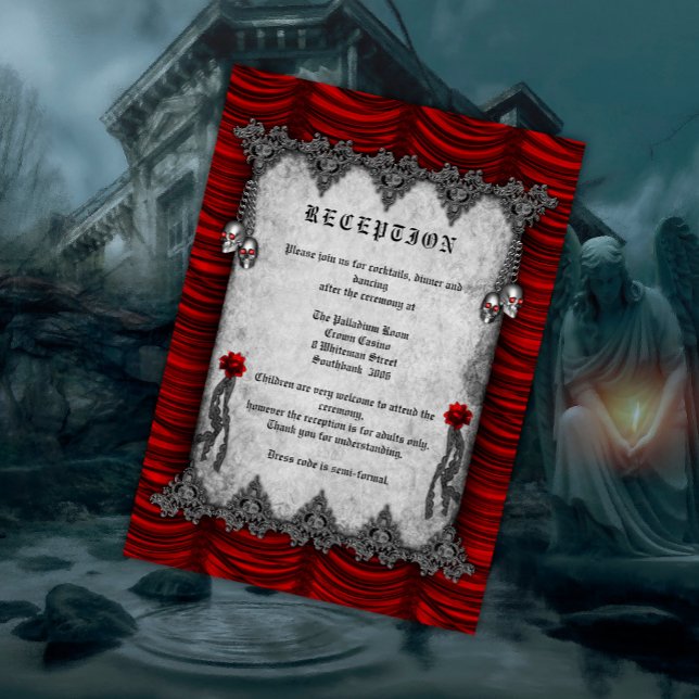 Blood Roses and Silk Red Gothic Wedding Reception  Enclosure Card (Creator Uploaded)