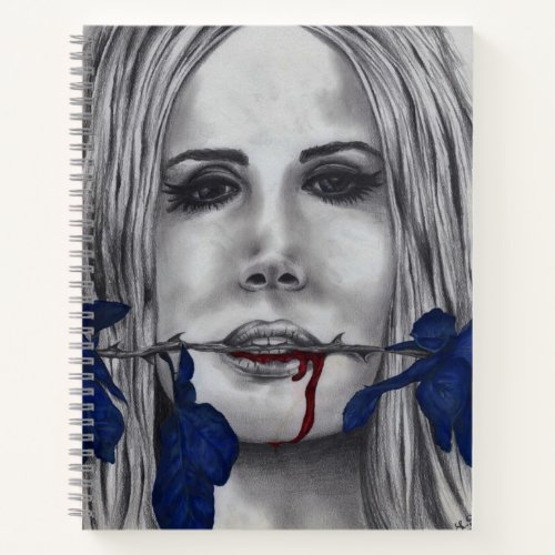 Blood Roses Vampire Woman Goth Horror Fantasy Art Notebook