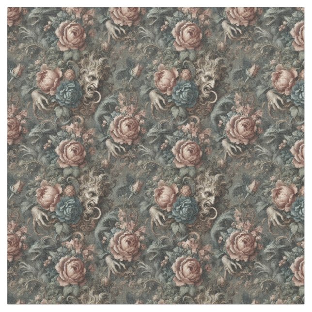 Blood Shadows Ritual – Gothic Dense Tile Fabric (Close Up)