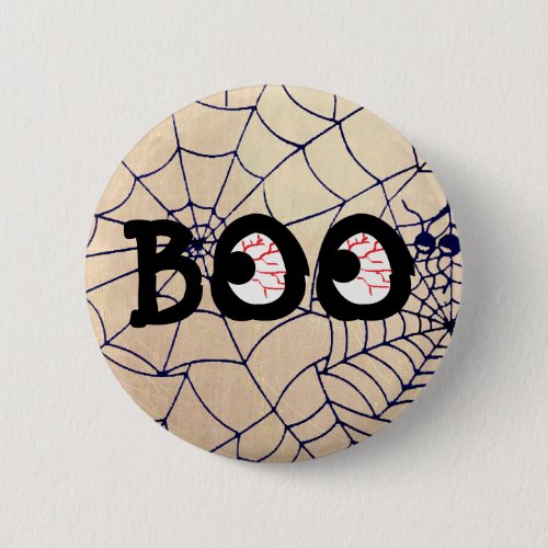 Blood Shot Boo Eyeballs Halloween Button