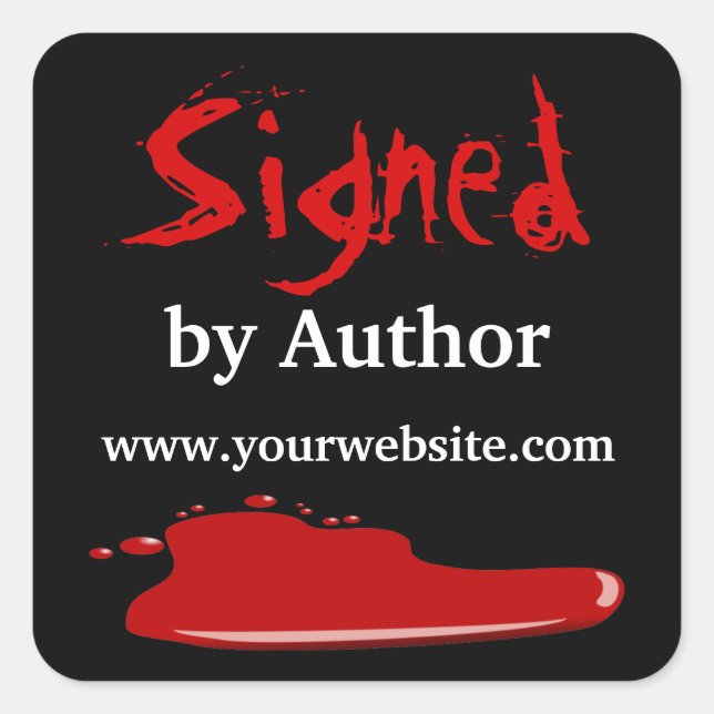 Blood Signed by Author Stickers Customizable (Front)