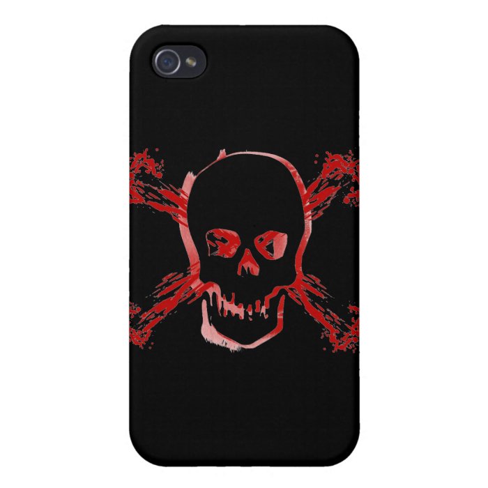 Blood Smeared Skull & Bloody Cross Bones iPhone 4 Case