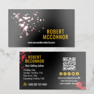 Blood Spatter Crime Horror Thriller Author Raised Spot UV Business Card