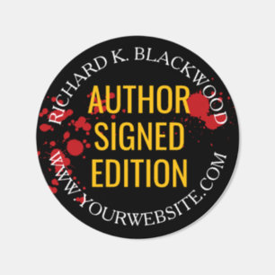 Blood Spatter Horror Book Author Signed Edition Classic Round Sticker
