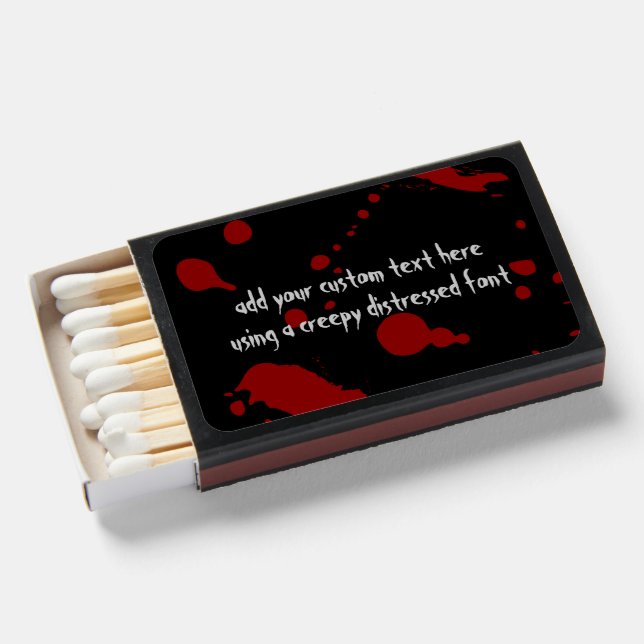 Blood Spatters Halloween Horror Theme Custom Matchboxes (Front Open)